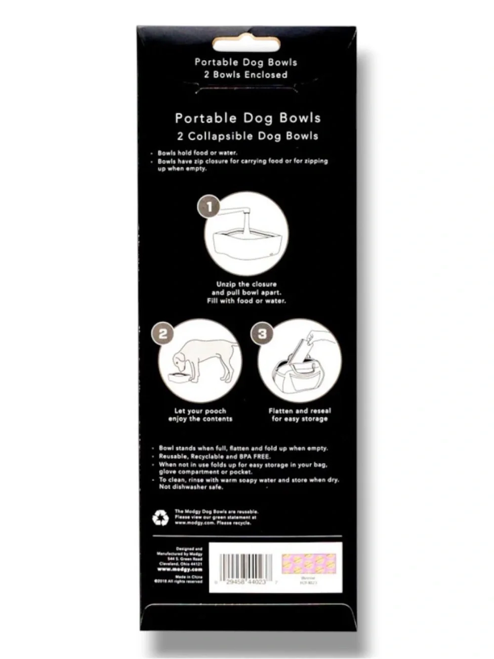 2-Pack Modgy Expandable Dog Bowls Set - Hot Dogs Design - NWT